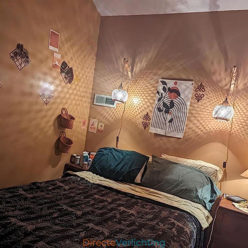 Bamboe wandlamp Amerikaanse pastorale retro henneptouw wandlamp met stekker