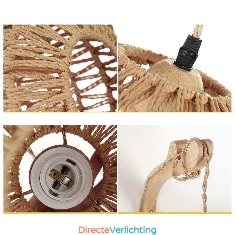 Amerikaanse Retro Wandlamp 3M Hennep Touw Hangende Lijn Papier Touw Geweven Lampenkap