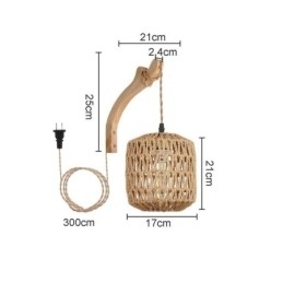 Amerikaanse Retro Wandlamp 3M Hennep Touw Hangende Lijn Papier Touw Geweven Lampenkap
