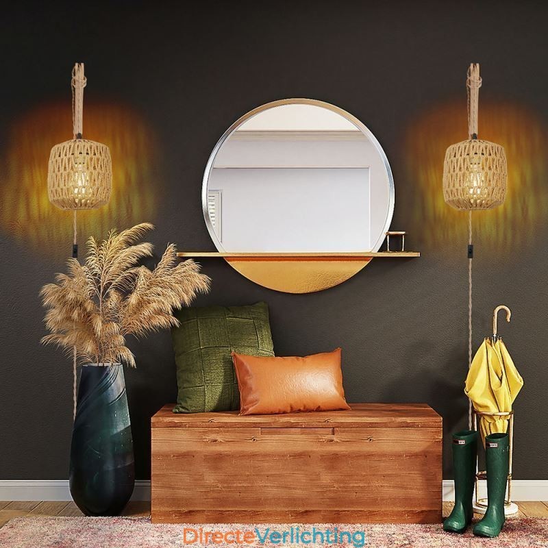Amerikaanse Retro Wandlamp 3M Hennep Touw Hangende Lijn Papier Touw Geweven Lampenkap