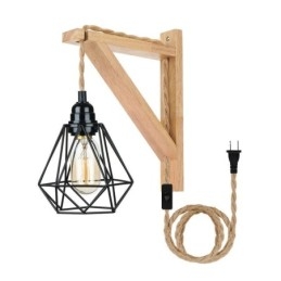 Amerikaanse Retro Wandlamp 2.5M Hennep Touw Hangdraad Zwarte IJzeren Geschilderde Lampenkap