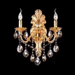Europese wandlamp Gouden bloemblaadjes wandlamp Exquise kristallen druppels licht bedverlichting