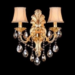 Europese wandlamp Gouden bloemblaadjes wandlamp Exquise kristallen druppels licht bedverlichting