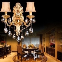 Europese wandlamp Gouden bloemblaadjes wandlamp Exquise kristallen druppels licht bedverlichting