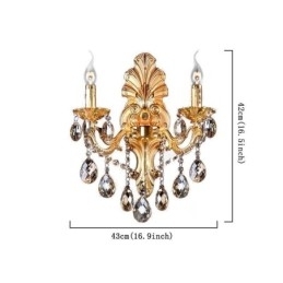 Europese wandlamp Gouden bloemblaadjes wandlamp Exquise kristallen druppels licht bedverlichting