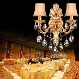 Europese wandlamp Gouden bloemblaadjes wandlamp Exquise kristallen druppels licht bedverlichting