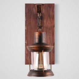 Amerikaanse Vintage Wandlamp Industriële LOFT Wandlamp Massief Houten Glazen Lamp Licht