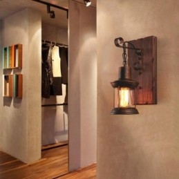 Amerikaanse Vintage Wandlamp Industriële LOFT Wandlamp Massief Houten Glazen Lamp Licht