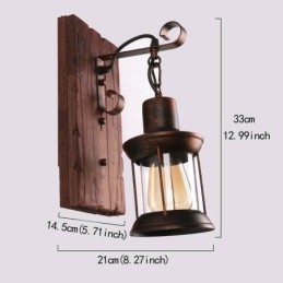 Amerikaanse Vintage Wandlamp Industriële LOFT Wandlamp Massief Houten Glazen Lamp Licht