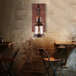Amerikaanse Vintage Wandlamp Industriële LOFT Wandlamp Massief Houten Glazen Lamp Licht