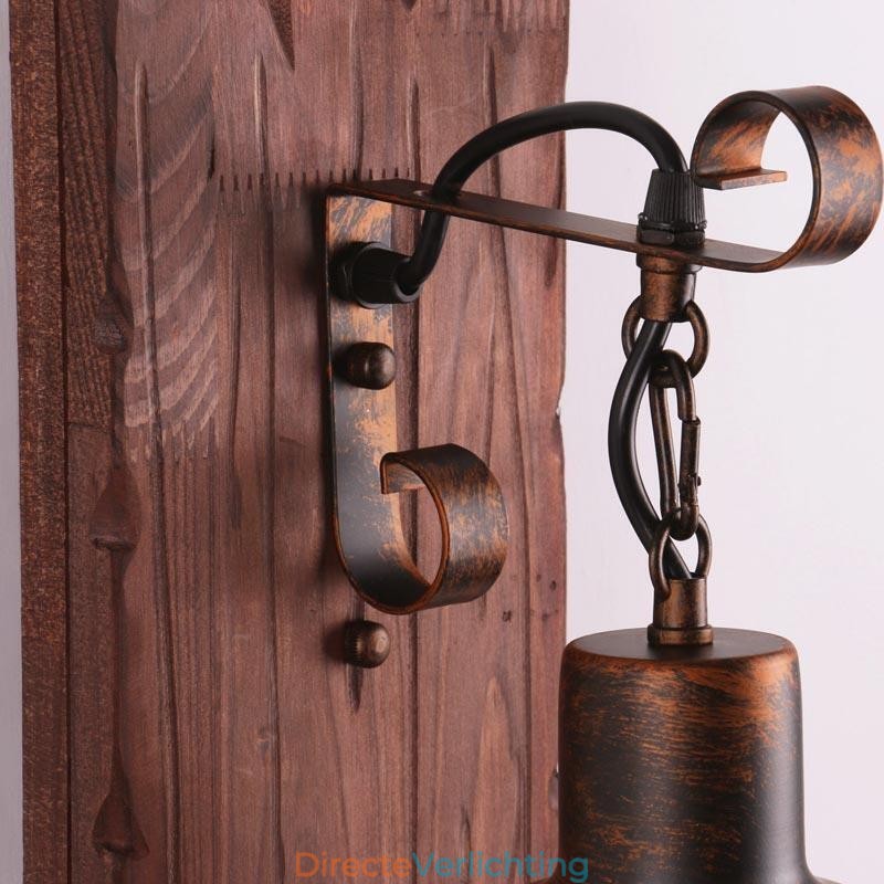 Amerikaanse Vintage Wandlamp Industriële LOFT Wandlamp Massief Houten Glazen Lamp Licht