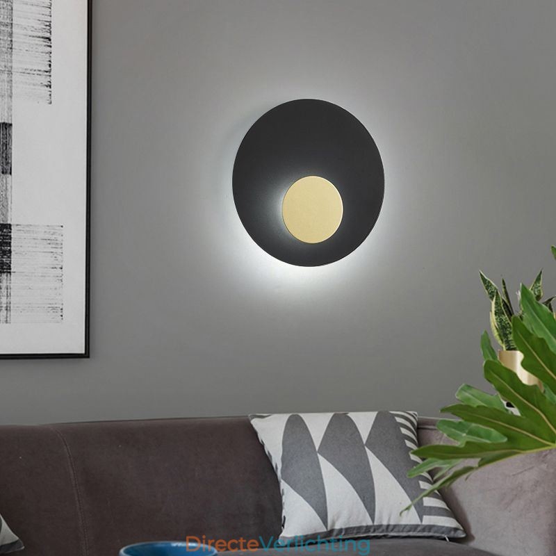 Nordic Wandlamp Zwart Goud Ronde Volledig Koperen Wandlamp