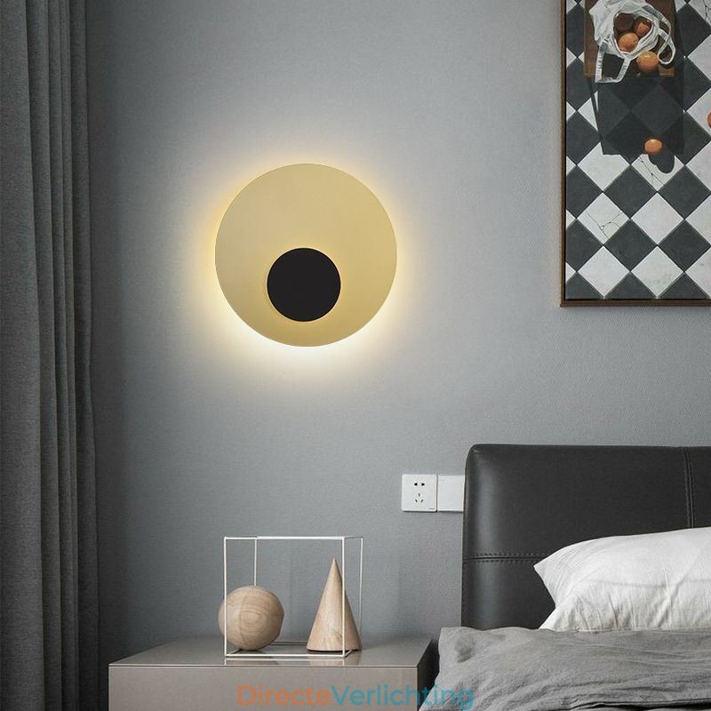 Nordic Wandlamp Zwart Goud Ronde Volledig Koperen Wandlamp