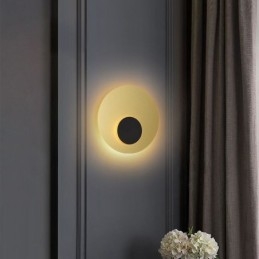 Nordic Wandlamp Zwart Goud Ronde Volledig Koperen Wandlamp