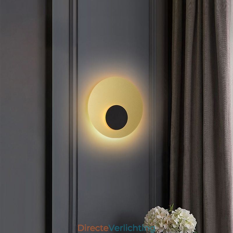 Nordic Wandlamp Zwart Goud Ronde Volledig Koperen Wandlamp