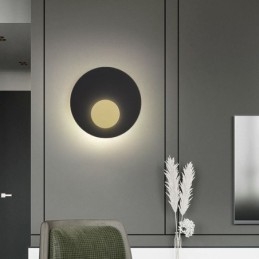Nordic Wandlamp Zwart Goud Ronde Volledig Koperen Wandlamp