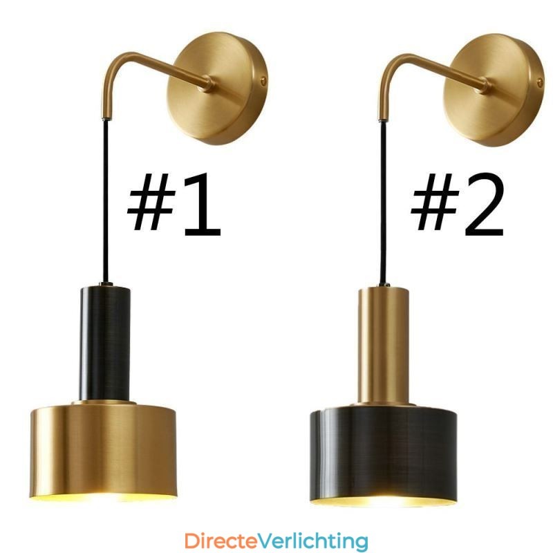 Moderne wandlamp zwart goud contrasterende kleur wandlamp