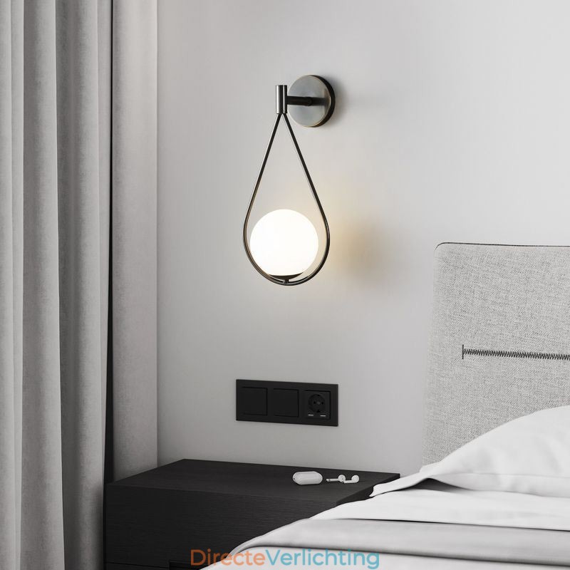 Moderne Globe Wandlamp Glazen Wandlamp Zwarte Waterdruppel Wandlamp
