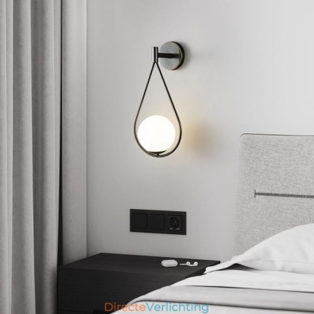 Moderne Globe Wandlamp Glazen Wandlamp Zwarte Waterdruppel Wandlamp Moderne Globe Wandlamp Glazen Wandlamp Zwarte Waterdruppel Wandlamp