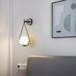 Moderne Globe Wandlamp Glazen Wandlamp Zwarte Waterdruppel Wandlamp