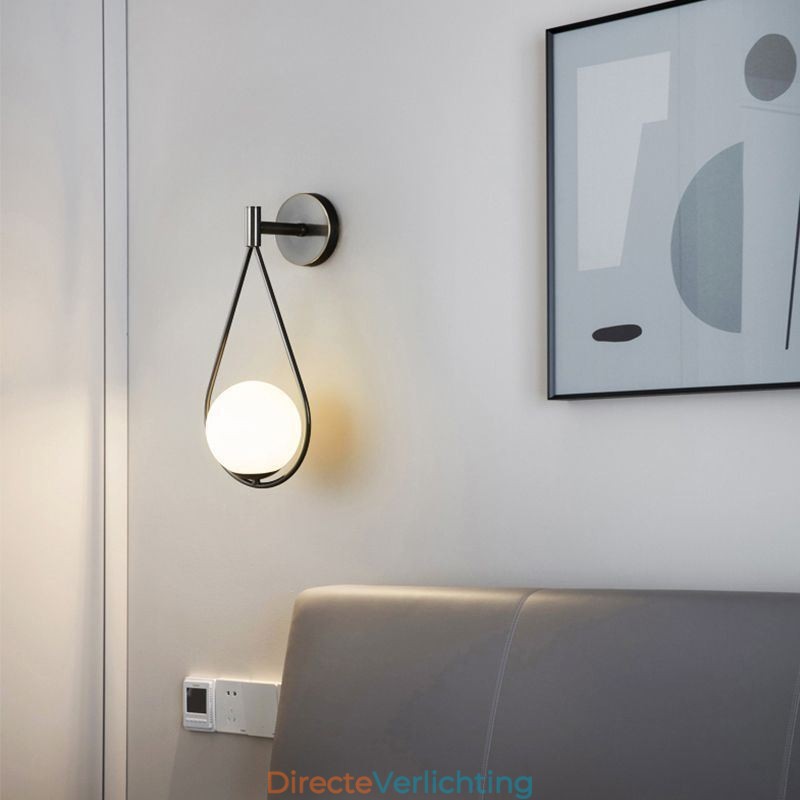 Moderne Globe Wandlamp Glazen Wandlamp Zwarte Waterdruppel Wandlamp
