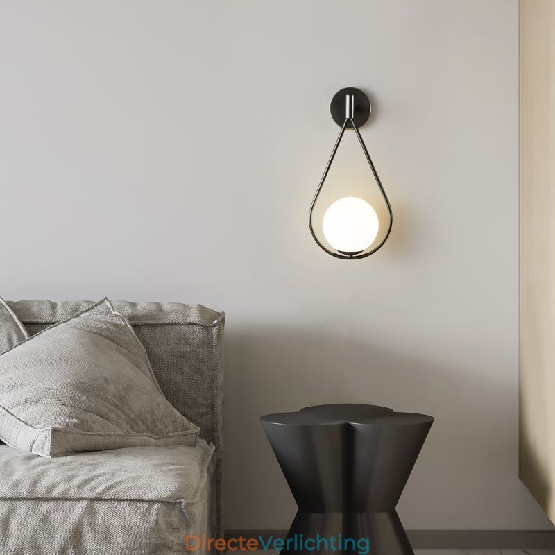 Moderne Globe Wandlamp Glazen Wandlamp Zwarte Waterdruppel Wandlamp