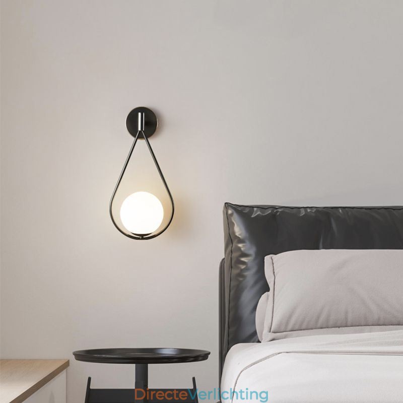 Moderne Globe Wandlamp Glazen Wandlamp Zwarte Waterdruppel Wandlamp