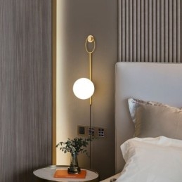 Moderne Globe Wandlamp Geborsteld Goud Glazen Wandlamp