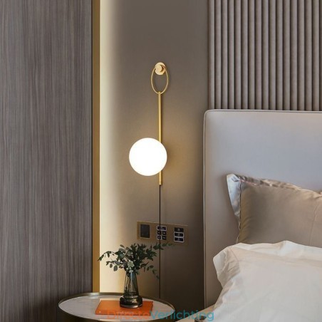 Moderne Globe Wandlamp Geborsteld Goud Glazen Wandlamp Moderne Globe Wandlamp Geborsteld Goud Glazen Wandlamp