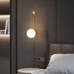 Moderne Globe Wandlamp Geborsteld Goud Glazen Wandlamp