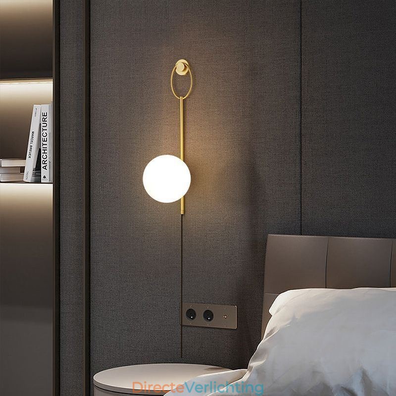 Moderne Globe Wandlamp Geborsteld Goud Glazen Wandlamp