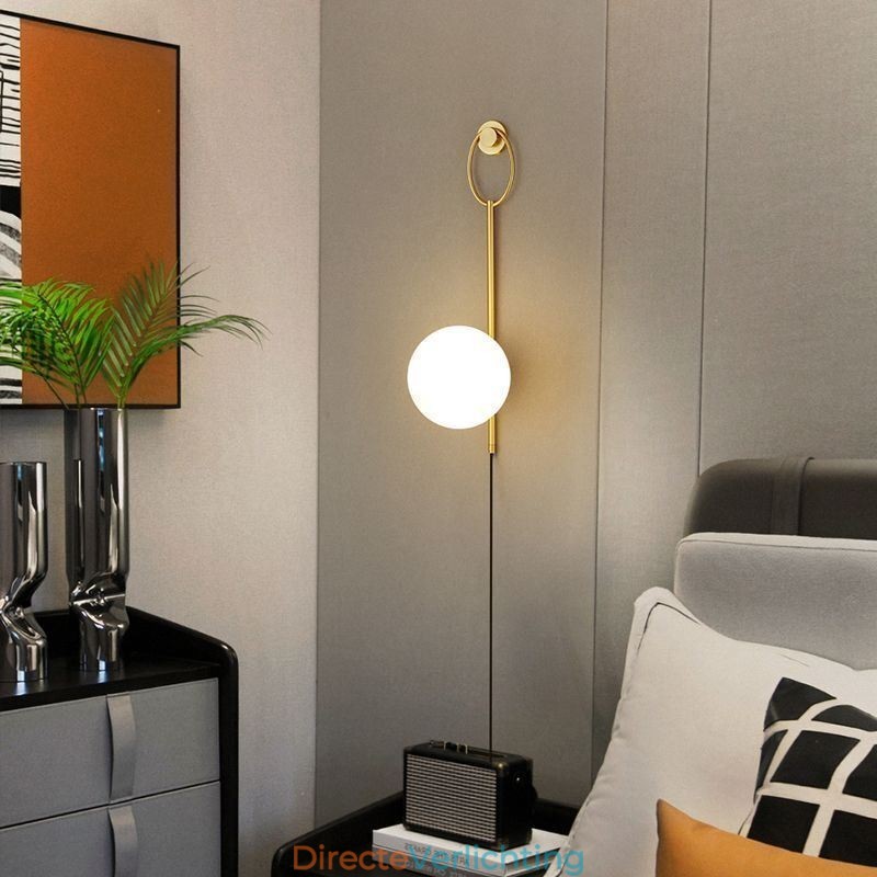 Moderne Globe Wandlamp Geborsteld Goud Glazen Wandlamp