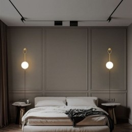 Moderne Globe Wandlamp Geborsteld Goud Glazen Wandlamp
