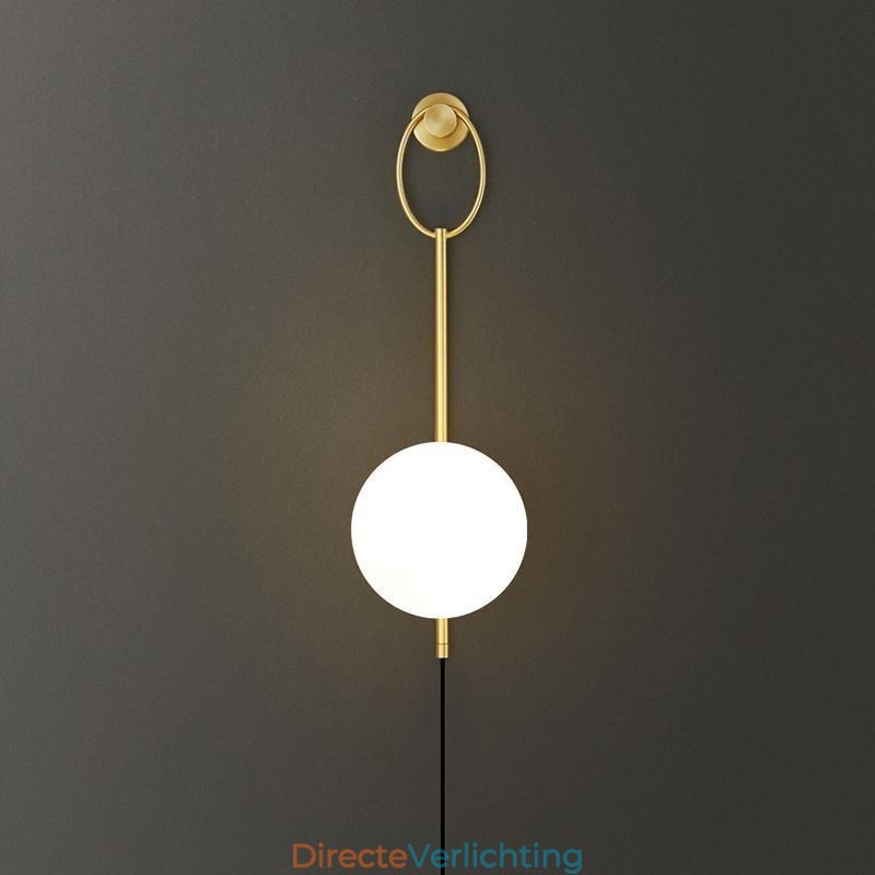 Moderne Globe Wandlamp Geborsteld Goud Glazen Wandlamp