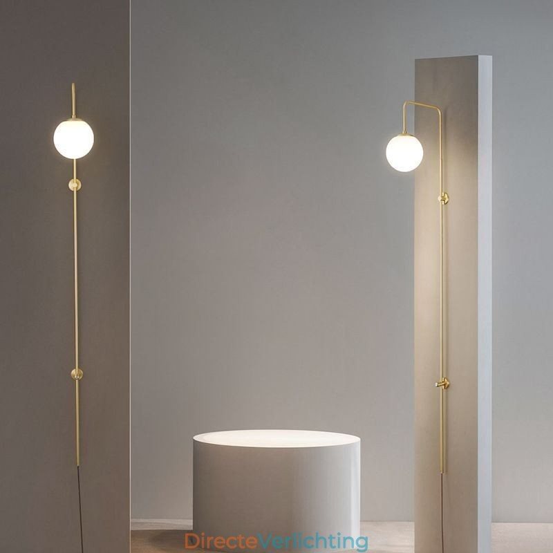 Moderne Globe Wandlamp Geborsteld Goud Glazen Wandlamp