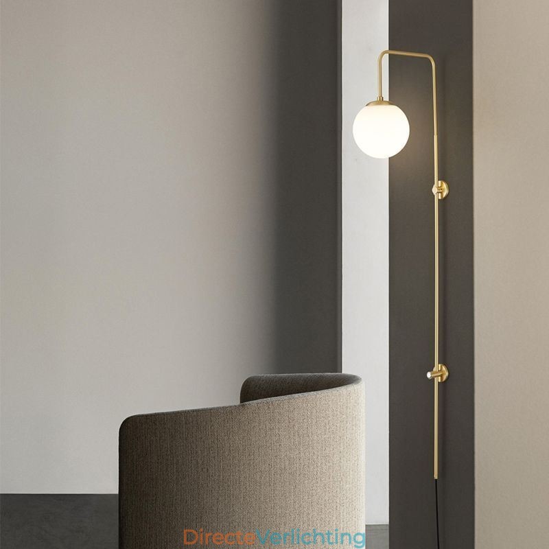 Moderne Globe Wandlamp Geborsteld Goud Glazen Wandlamp