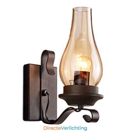 Vintage smeedijzeren wandlamp, enkele lamp, wandlamp