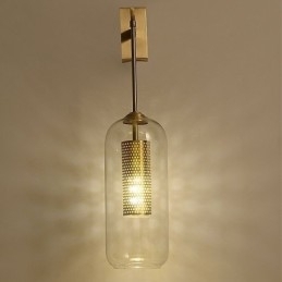 Nordic messing wandlamp binnen holle cilinder glazen lampenkap