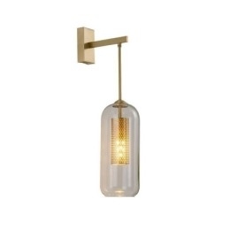 Nordic messing wandlamp binnen holle cilinder glazen lampenkap