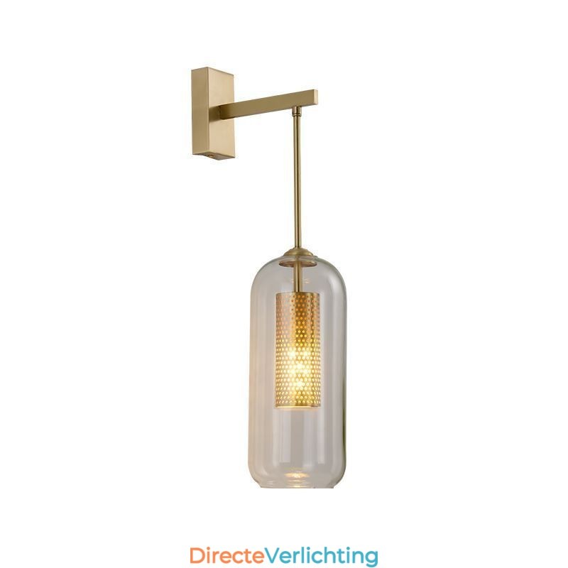 Nordic messing wandlamp binnen holle cilinder glazen lampenkap
