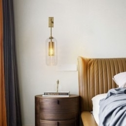 Nordic messing wandlamp binnen holle cilinder glazen lampenkap