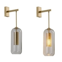 Nordic messing wandlamp binnen holle cilinder glazen lampenkap