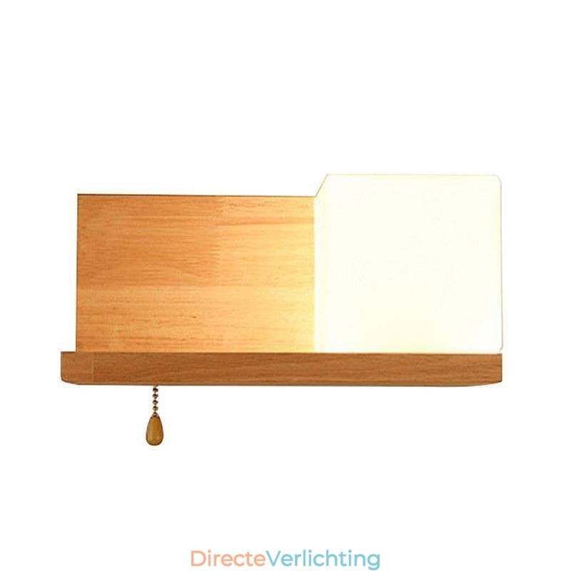 Nordic Houten Wandlamp Glazen Lampenkap Wandlamp