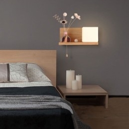 Nordic Houten Wandlamp Glazen Lampenkap Wandlamp