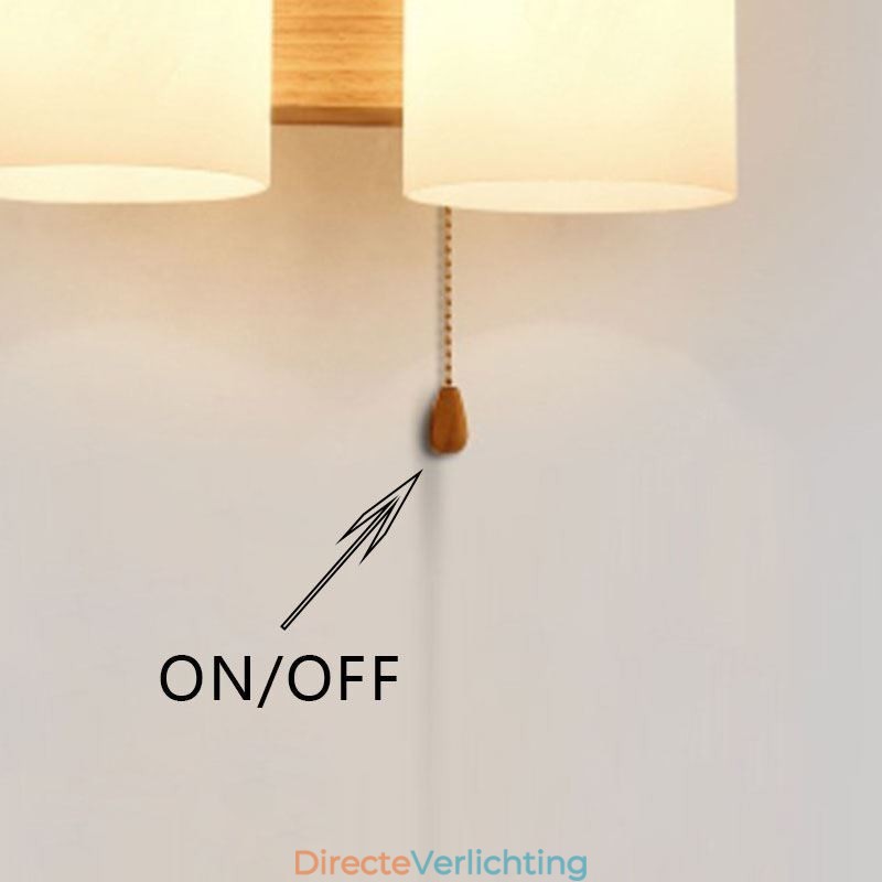 Nordic Houten Wandlamp Glazen Lampenkap Wandlamp