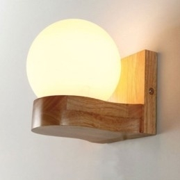 Nordic massief houten wandlamp, gezellige bolvormige wandlamp
