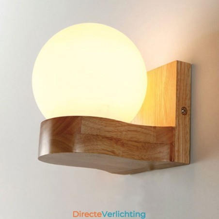 Nordic massief houten wandlamp, gezellige bolvormige wandlamp Nordic massief houten wandlamp, gezellige bolvormige wandlamp