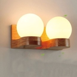 Nordic massief houten wandlamp, gezellige bolvormige wandlamp