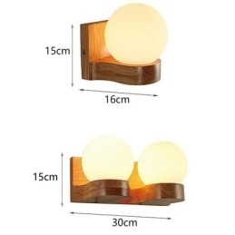 Nordic massief houten wandlamp, gezellige bolvormige wandlamp