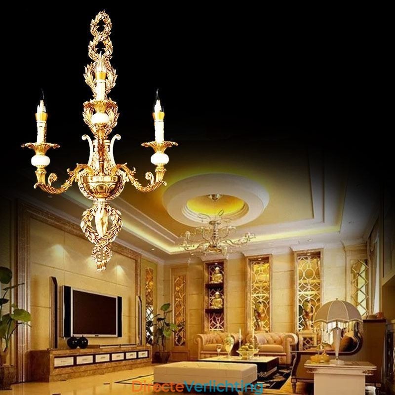 Europese Wandlamp Luxe Bloemblaadje Wandlamp Jade Decoratielamp Nachtkastje Verlichting